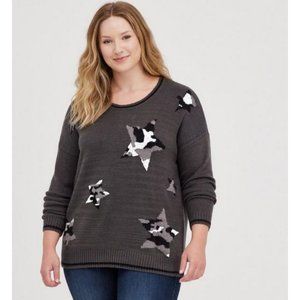 NWT Torrid 2 Stars Grey Crew Neck Sweater 2X 18 20